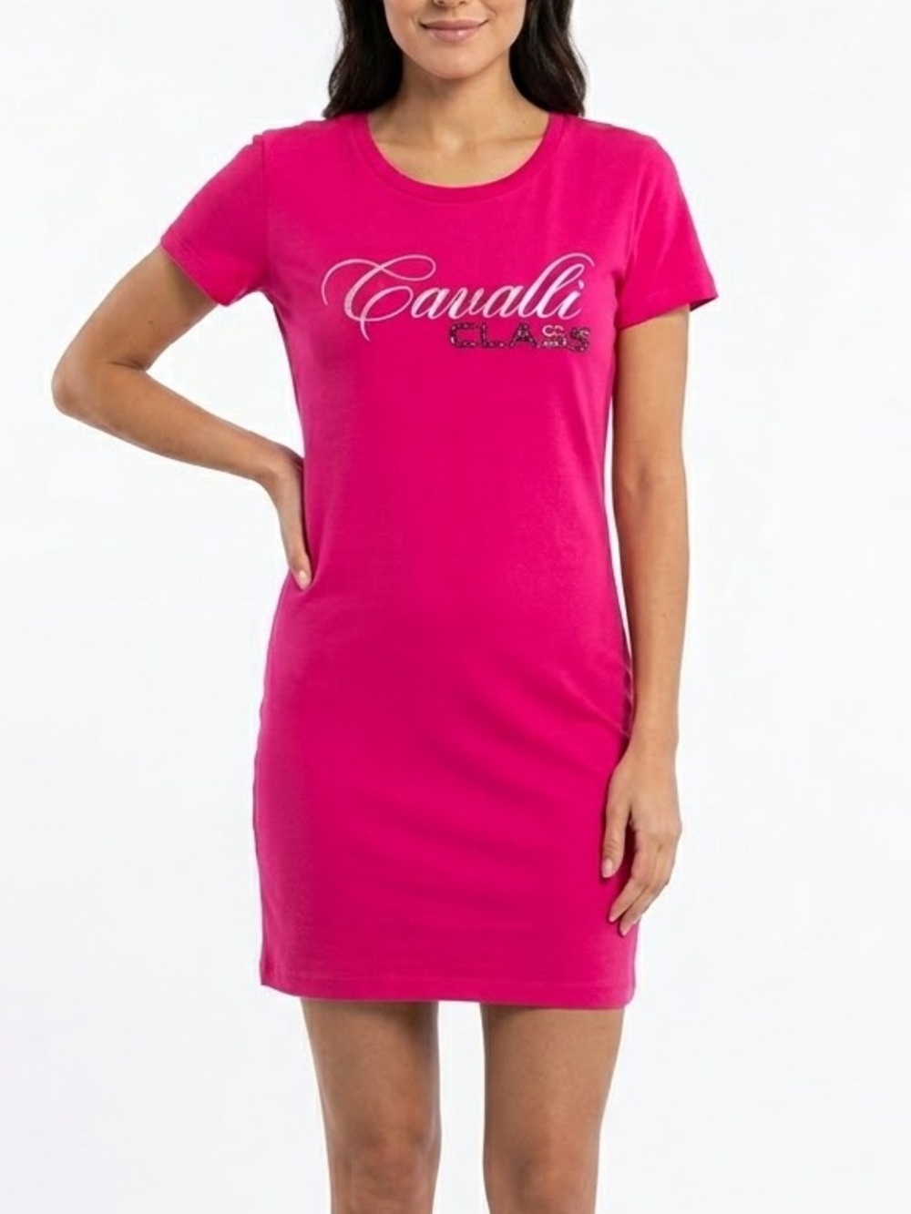 NWT Cavalli Class Tee T Shirt Dress Dark Pink Sz M